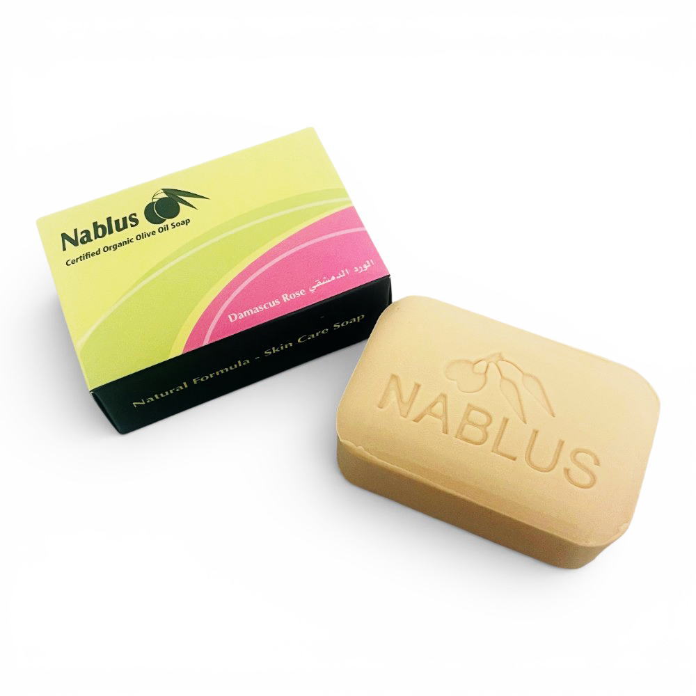 【パレスチナ・エディション】【パレスチナ最後の石鹸工場】【NABLUS SOAP / ナーブルスソープ 】ダマスクローズ 完全無添加 オーガニック石鹸（引き締め・リラックス）100g
