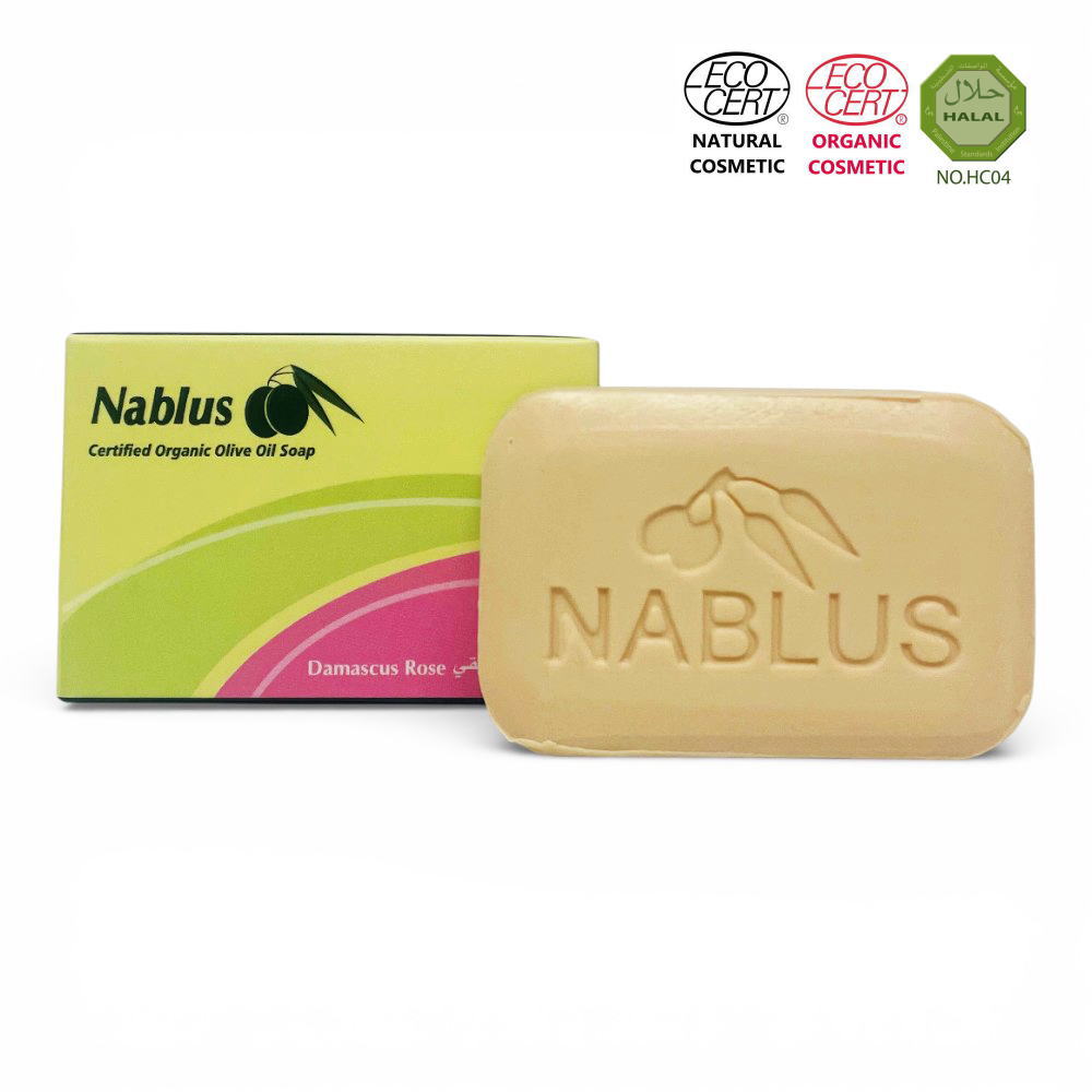【パレスチナ・エディション】【パレスチナ最後の石鹸工場】【NABLUS SOAP / ナーブルスソープ 】ダマスクローズ 完全無添加 オーガニック石鹸（引き締め・リラックス）100g