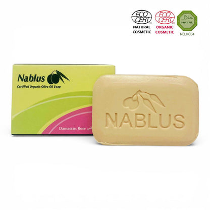 【パレスチナ・エディション】【パレスチナ最後の石鹸工場】【NABLUS SOAP / ナーブルスソープ 】ダマスクローズ 完全無添加 オーガニック石鹸（引き締め・リラックス）100g
